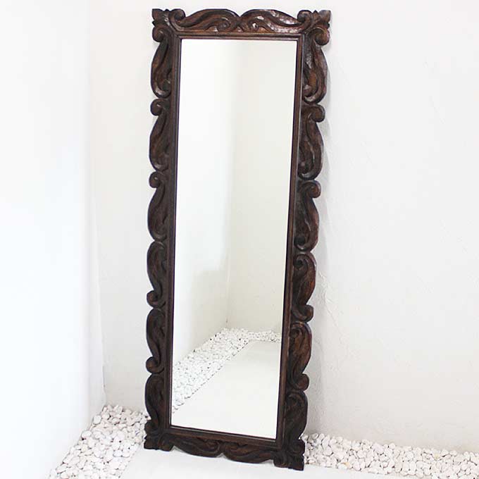 楽天市場】【送料無料！】木製ゴールド枠姿見 120×90cm アジアン鏡