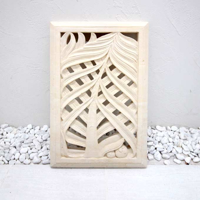 石ころ浮彫り 石の壁飾り付け 40×60ｃｍ アジアン園地 バリ風 お庭 花・ガーデン・DIY-木材・建築資材・設備