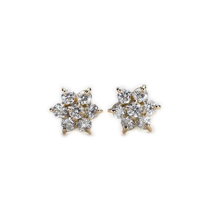 楽天市場】K18ダイヤモンドピアス(ダイヤ0.36ct)(フラワー、結晶