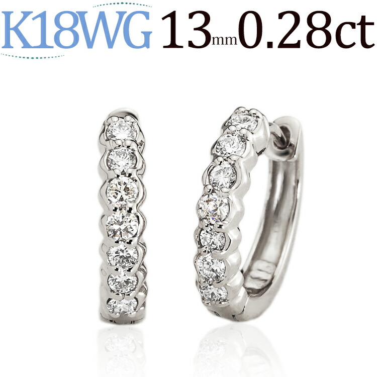 楽天市場】K18中折れ式ダイヤフープピアス(13mm ダイヤ14石0.28 楽天市場】K18中折れ式ダイヤフープピアス(13mm ダイヤ14石0.28