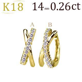 楽天市場】K18中折れ式フープピアス(ダイヤ0.08ct)(14mm)(18k、18金製