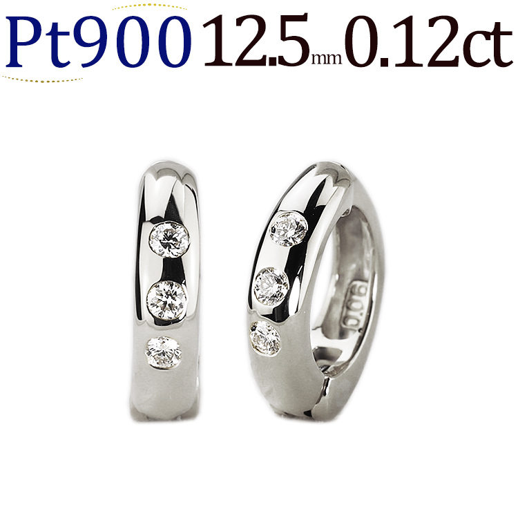 楽天市場】K18フープイヤリング(ピアリング)(ダイヤ0.12ct)(12.5mm)(18