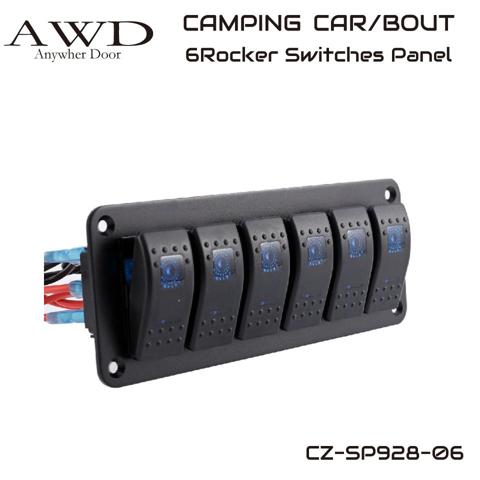 IZTOSS 6ギャング防水ロッカーボートスイッチパネルアメリカンフラッグ柄、5 V/4.8 AデュアルUSB+デジタル電圧計+電源ソケット付5ピンON/OFFトグルスイッチ IZTOSS 4⁄6 ギャングプッシュボタンスイッチパネル酸化防止アルミニウム配線済み LED インジケータ付き IP65 防水パネルマリンカー用 -  AliExpress