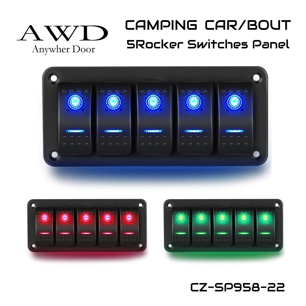 楽天市場】キャンピングカー/ボート 上側5連ロッカーイッチパネル 4.2A