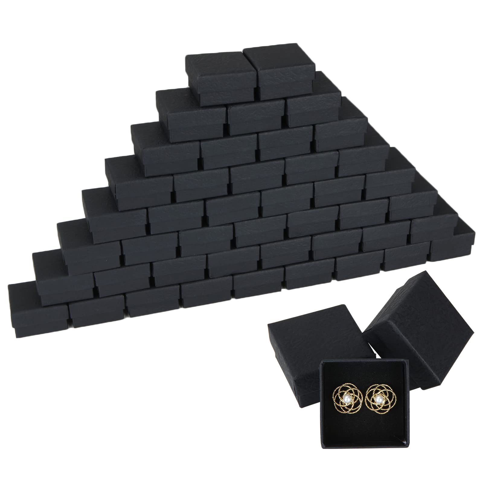ギフトボックス 指輪ケース ギフトボックス ッピング ボックス 正方形 5×5×3cm リング アクセサリー ジュエリー 収納 ラッピング 箱 無地 クラフト紙 スポンジ付き 黒 指輪 ギフト ボックス