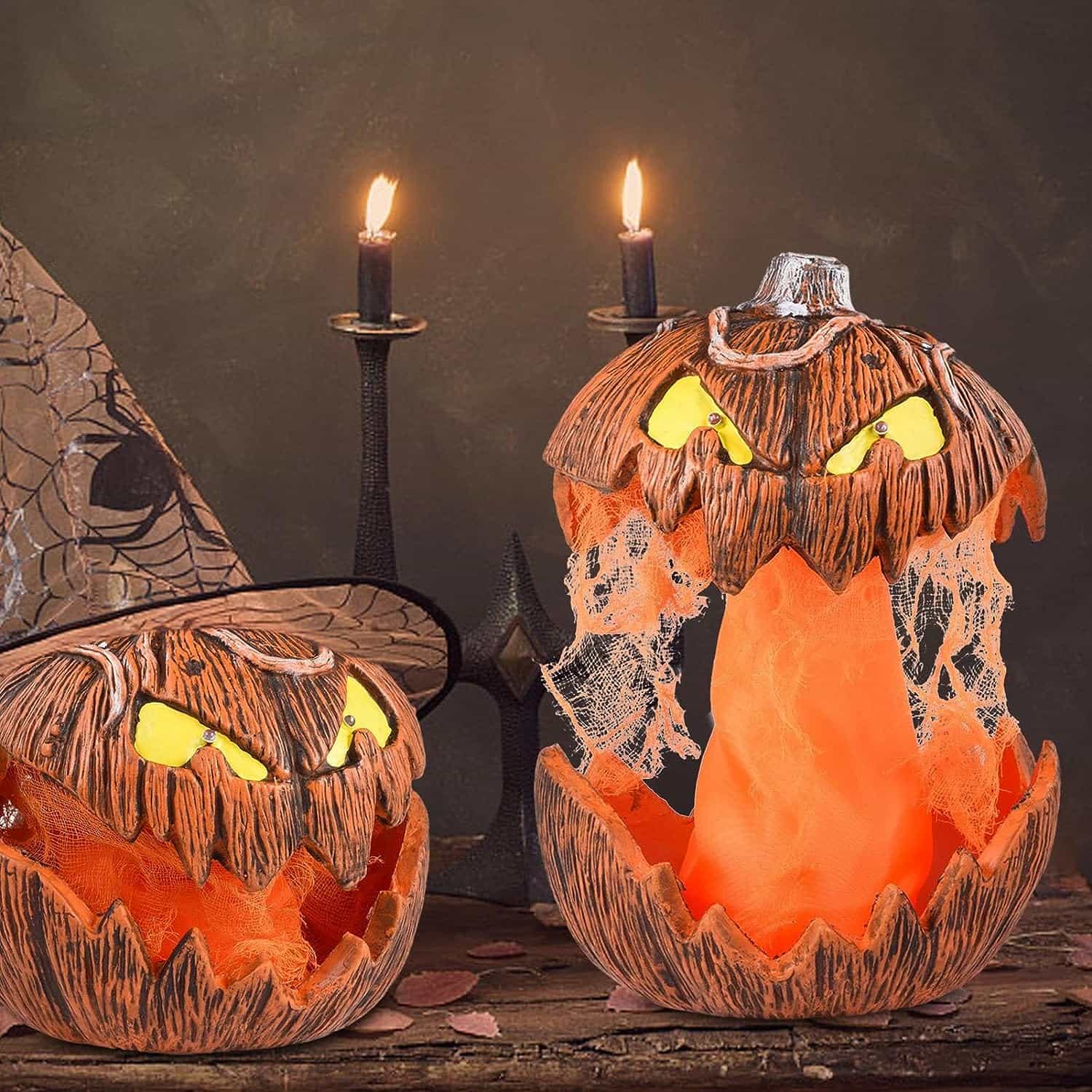 ハロウィン カボチャ 怖い ハロウィン置物 グールド アニマトロニック ハロウィン グールド パンプキン 照明 口を開けて 不気味なサウンド ハロウィン パンプキン ライト 屋内＆屋外 怖い装飾 ヴィンテージ ハロウィン 装飾 パーティー｜carboo