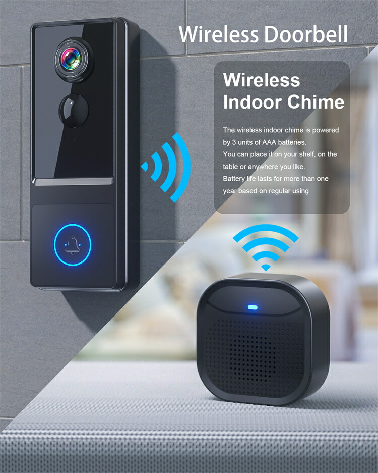 【百貨店SALE】インターコム 無線電話 工事不必要 スマホ聯絡 リアルタイム監督すること 写真機付き添い人 ビデオドアホン 2.4GWIFI相応う ビデオドアベル 申し受ける式 Type-C界面 室内鐘付き添い人 防犯写真機 166°広角 遠さ監督すること IP66雨合羽防塵 iOS/Android相応う