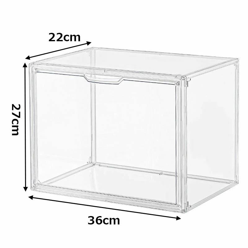 透明収納ケース 1個/3個/6個入り 前開き 磁気開閉式 卓上 収納ボックス 積み重ね式 小物収納 収納箱 36x22x27cm おもちゃ 展示ケース 防塵 防水 かばん 収蔵庫 展示台 バッグ 財布 靴 書類 書籍 小型 コレクション・キャビネット|carboo