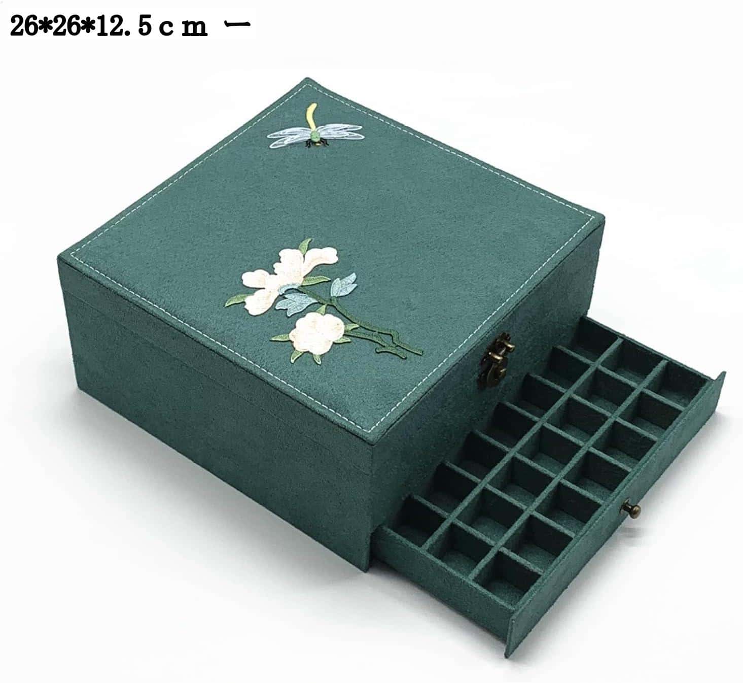 天鵞絨調刺?アンティーク抽き出し式宝飾品ボックス席小物納める容れものレディース珠玉箱添え物納めるチョー鉄道車両頸飾り指環密閉雨合羽差し上げ物意中の女差し上げ物