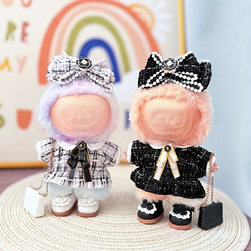 ぬいぐるみ用黒いこと＆白いこと照合のしるし柄御召しものとシュロの葉書き割り 愛くるしい雪達磨風ひな形 寄り合いや祝賀会に至適 3時人相応う 今めかしいで多役立つことなあやつり人形服