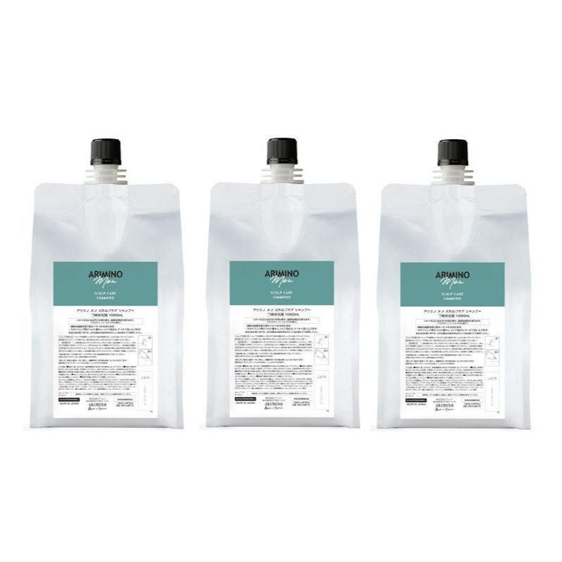 アリミノメン スカルプケア シャンプー 1000ml 3個セット 詰め替え レフィル メンズ ミント ふんわり