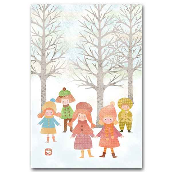 楽天市場 デジタル貼り絵 ナチュラルイラストポストカード 冬の日