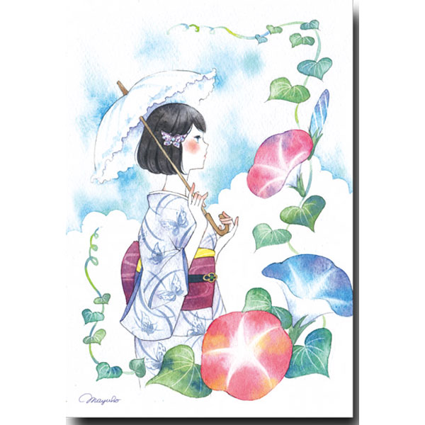 楽天市場 小倉マユコ 水彩イラストポストカード 金魚 ポストカードと和雑貨の和道楽