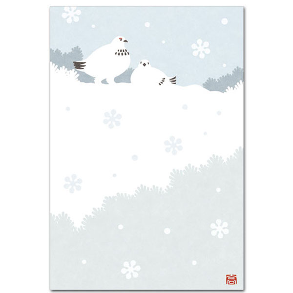 楽天市場 やさしいポストカード 冬のオコジョ 冬のイラスト絵葉書 寒中見舞い ポストカードと和雑貨の和道楽