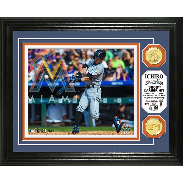 楽天市場 The Highland Mint ハイランドミント イチロー 3000本安打記念フォトプラーク Ichiro 3000th Career Hit Bronze Coin Photo Mint 9 26再入荷 カードファナティック