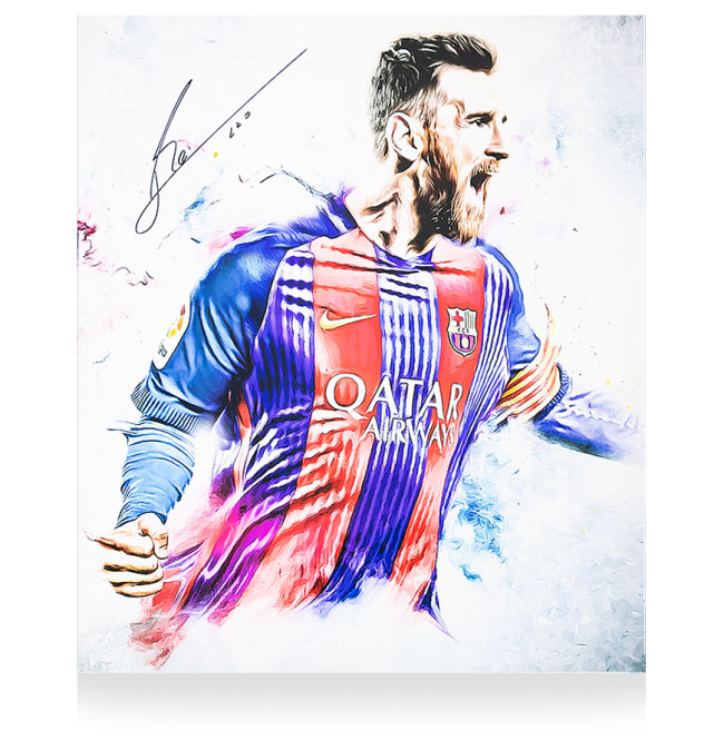 楽天市場 リオネル メッシ 直筆サイン入りアートワーク Fc バルセロナ Lionel Messi Official Signed Barcelona Artwork サイズ大 カードファナティック