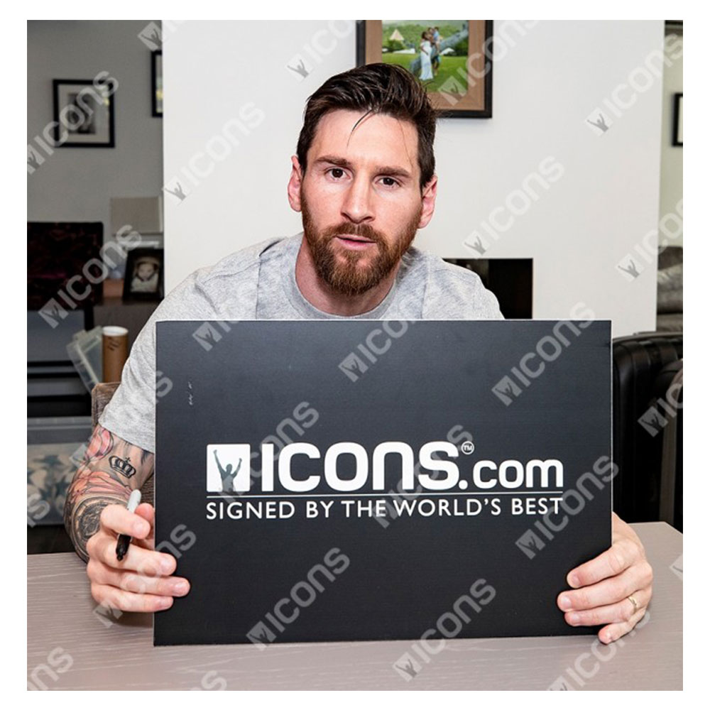 楽天市場 リオネル メッシ 直筆サイン入りアートワーク Fc バルセロナ Lionel Messi Official Signed Barcelona Artwork サイズ大 カードファナティック