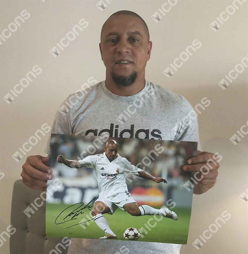 ロベルト カルロス 直筆サインフォト レアルマドリード Uefa チャンピオンズリーグ アイコン Roberto Carlos Signed Real Madrid Photo Uefa Champions League Icon Spotbuycenter Com