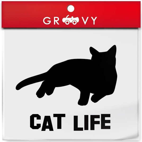 横になる 猫 車 ステッカー Cat Life 猫の生活 日常 キャットライフ ネコ ねこ かわいい おしゃれ エンブレム シール アクセサリー ブランド アウトドア グッズ 雑貨 おもしろ かっこいい 21新商品