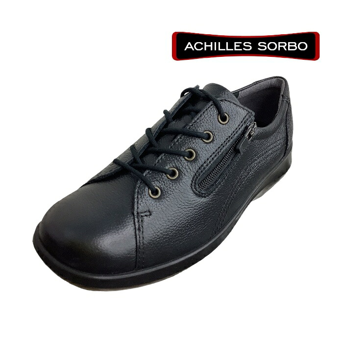 【ACHILLES SORBO アキレス ソルボ   asc5570 黒 4E】 レディース 靴 ウォーキングシューズ 本革（牛皮）撥水なめし革 ぼうぜん自失吸いいれる原材料 姿勢ジッパー付
