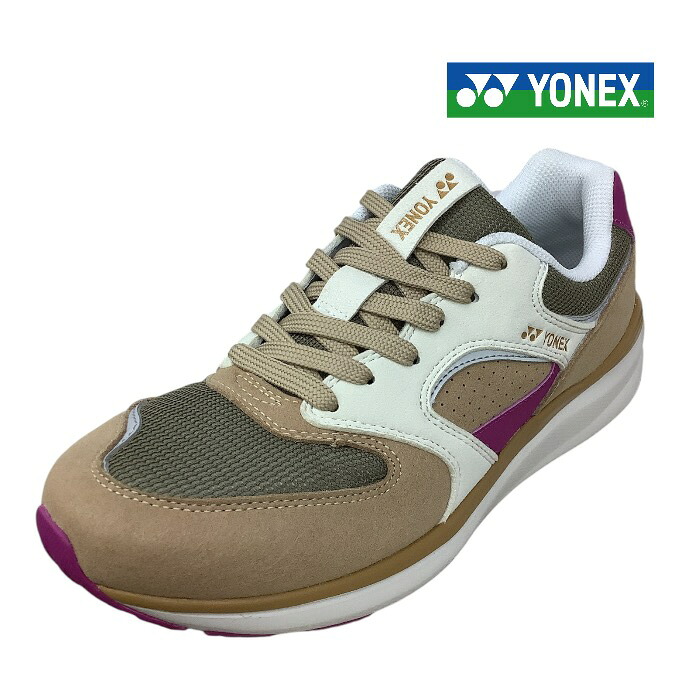 【YONEX　ヨネックス　SHW123　パワークッション　ベージュ/ピンク　3.5E】ランニング　ウォーキング　スニーカー　やわらかクッション　軽量