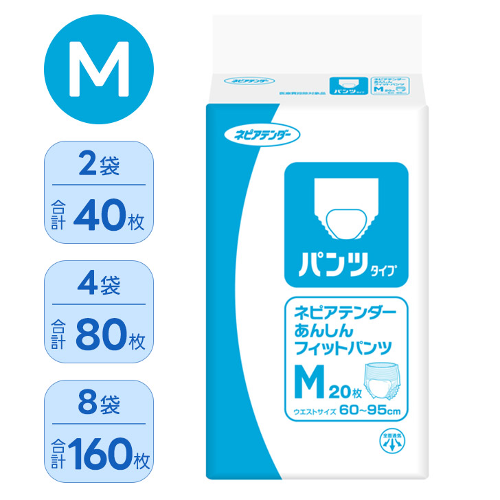 【母の日イベント開催】あんしんフィットパンツ Mサイズ 49400 紙パンツ パンツタイプ 失禁パンツ 尿モレ 紙おむつ 幅広 レグギャザー 履きやすい 快適 20枚 王子ネピア