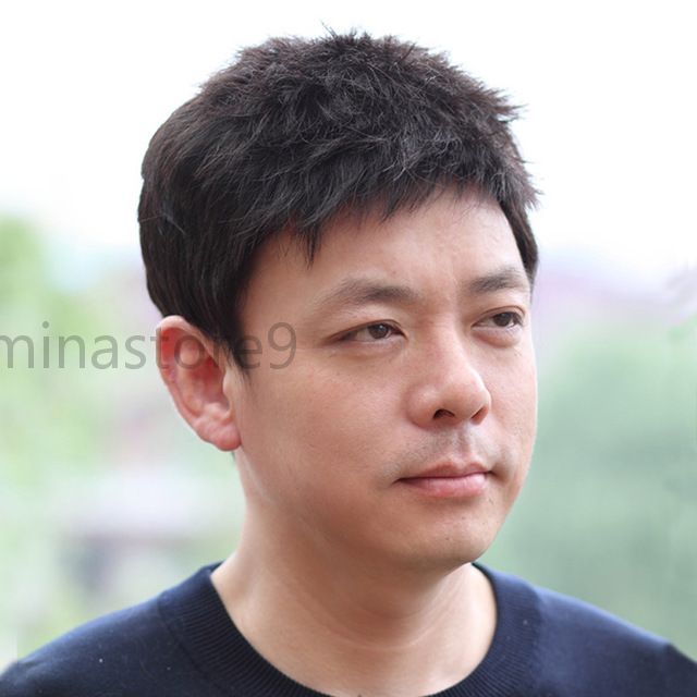 男性用ウィッグ ショート 人毛100% フルウィッグ サイズ調整可能メンズウィッグ フルウィッグ 人毛ウィッグ