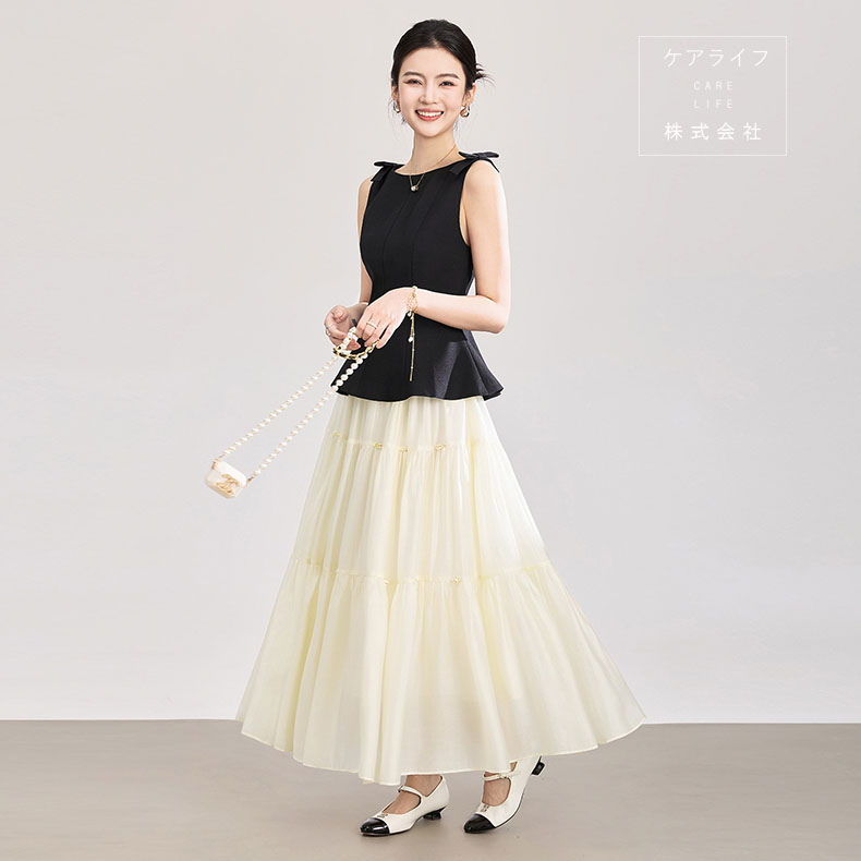 【夏スカートスーツ】レディーススーツ セパレート パーティードレス 夏セットアップ スーツシャツ 無地ノースリーブブラウス スーツベスト スーツジレフォーマルリクルートスーツ ロングスカート マキシスカート フレアスカート ビーズ刺繍スカート レーヨンスカート｜ケアライフ店