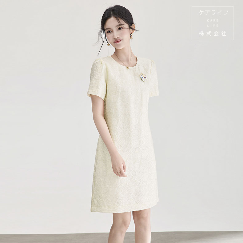 【夏ドレス】半袖夏ワンピース 刺繍ワンピース ショート丈ミニワンピース 結婚式ワンピース フェミニンドレス 刺繍パーティードレス オフィスビジネス通勤イベント仕事用ワンピースデートディナー誕生会セレモニーワンピーススーツ フォーマルドレス 刺繍ドレスAライン|ケアライフ店