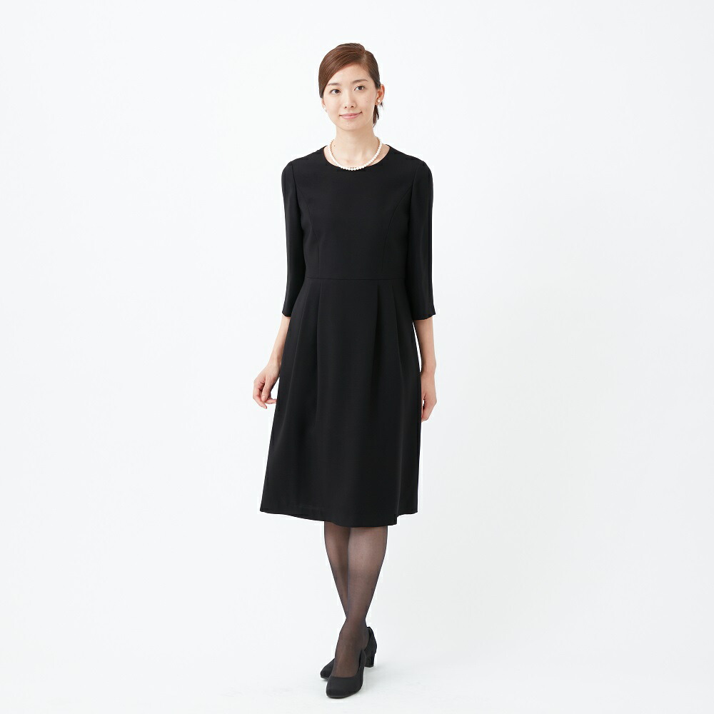 商品番号 ご試着ok 日本製 トリアセテートのノーカラーセットアップ ブラックフォーマル 喪服 レディース ブラック フォーマル ワンピース ゆったり 体型カバー 黒 女性 上品 送料無料 Facul Ao