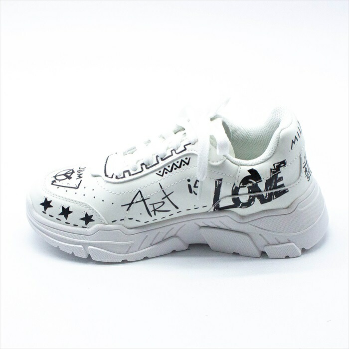 新品 送料無料 Joymario ジョイアンドマリオ スニーカー レディース ボリュームソール 厚底 レースアップ ラウンドトゥ ホワイト モノクロ イラスト カジュアル 歩きやすい おしゃれ 可愛い 個性的 旅行 w Www Q8india Com