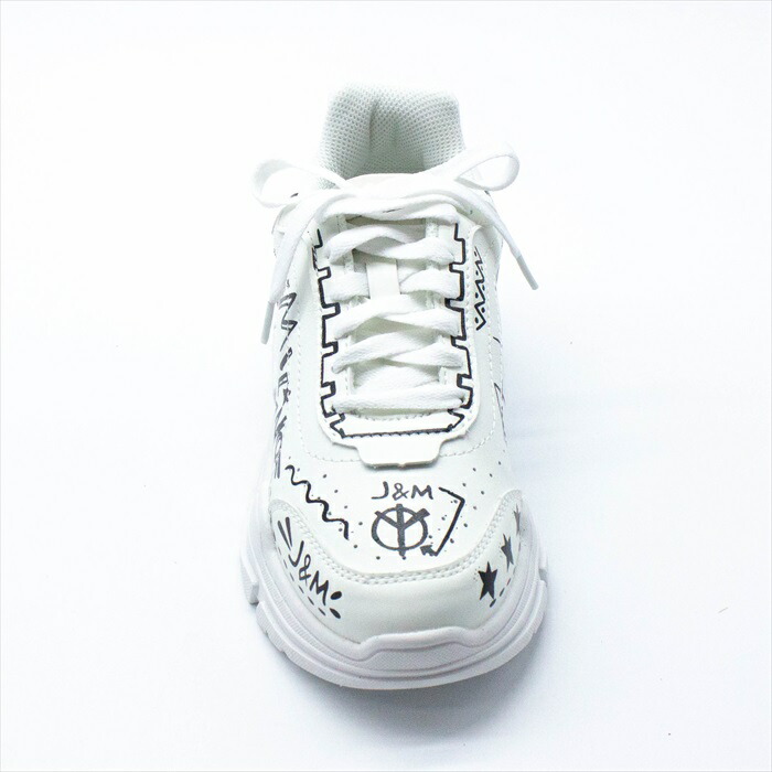 新品 送料無料 Joymario ジョイアンドマリオ スニーカー レディース ボリュームソール 厚底 レースアップ ラウンドトゥ ホワイト モノクロ イラスト カジュアル 歩きやすい おしゃれ 可愛い 個性的 旅行 w Www Q8india Com