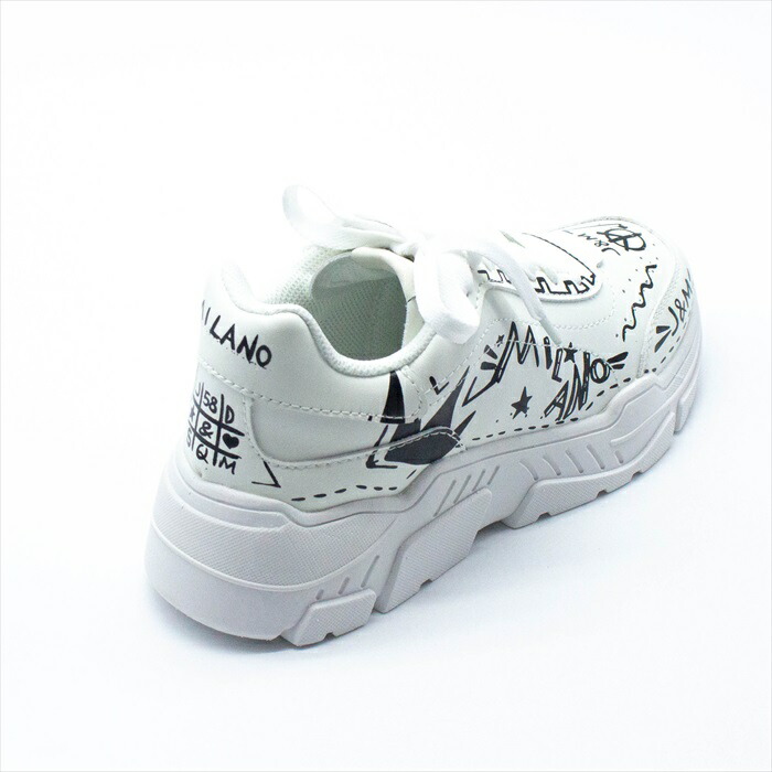 新品 送料無料 Joymario ジョイアンドマリオ スニーカー レディース ボリュームソール 厚底 レースアップ ラウンドトゥ ホワイト モノクロ イラスト カジュアル 歩きやすい おしゃれ 可愛い 個性的 旅行 w Www Q8india Com