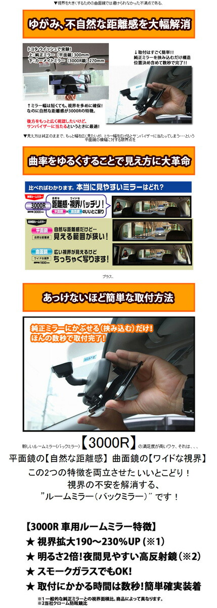ルームミラー|カーメイト(CARMATE)M16290mm3000Rパーフェクトミラー黒木目|バックミラー|車ルームミラー|カー用品便利|