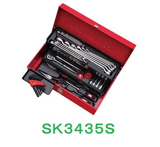 ＫＴＣ　京都機械工具（株）　ツールセット　ＳＫ３４３５Ｓ　9.5sq.工具セット　家庭向け　片開きメタルケースタイプ　43点セット