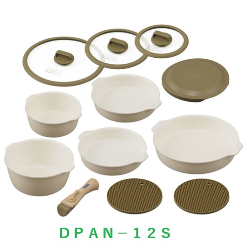 アイリスオーヤマ フライパン 12点セット DPAN-12S アイボリー IH/ガス火対応 お皿になるフライパン