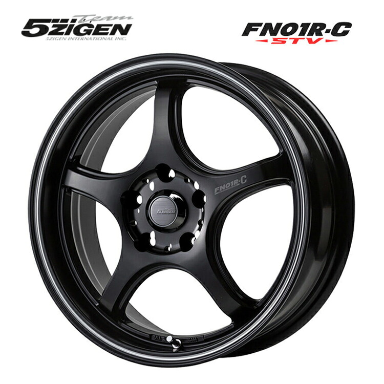 15インチ 4H100 5J 5J+45 4穴 FN01R-C STV ホイール (1本/2本/4本) マットブラック+マシニングライン 5ZIGEN FN01R-C STV 送料無料 5次元