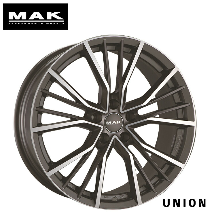 20インチ 5H112 9J 9J+38 5穴 マック ユニオン ホイール (1本/2本/4本) ガンメタリックミラー MAK UNION 送料無料 マック