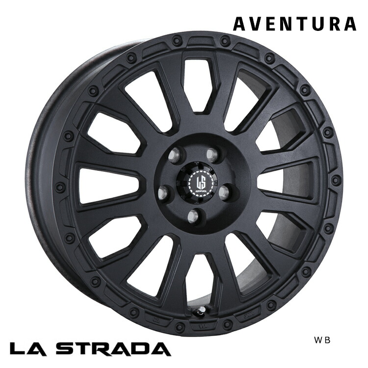 14インチ 4H100 5J 5J+35 4穴 アヴェンチュラ ホイール (1本/2本/4本) リンクルブラック (WB) LA-STRADA AVENTURA (WB) 送料無料 ラストラーダ|カーパーツ倉庫