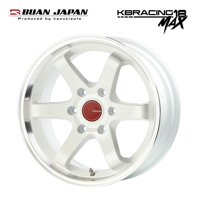 18インチ 6H139.7 8J 8J+38 6穴 ケービーレーシング 18 ホイール (1本/2本/4本) ホワイトスポーク BUAN JAPAN KBRACING 18 MAX 送料無料 舞杏|カーパーツ倉庫