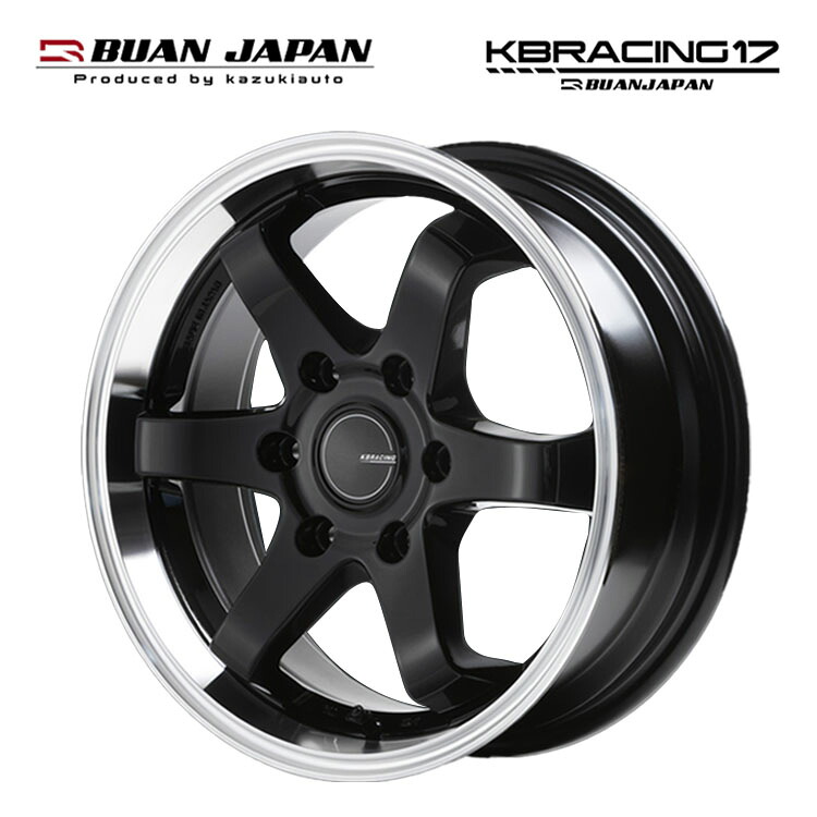 17インチ 6H139.7 6.5J 6.5J+38 6穴 ケービーレーシング 17 ホイール (1本/2本/4本) ブラックスポーク BUAN JAPAN KBRACING 17 送料無料 舞杏