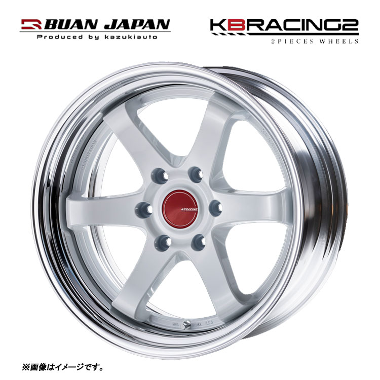 19インチ 6H139.7 9.5J 9.5J+50～－5 6穴 ケービーレーシング 2 ステップリム ホイール (1本/2本/4本) ホワイト BUAN JAPAN KBRACING 2 ステップリム 送料無料 舞杏