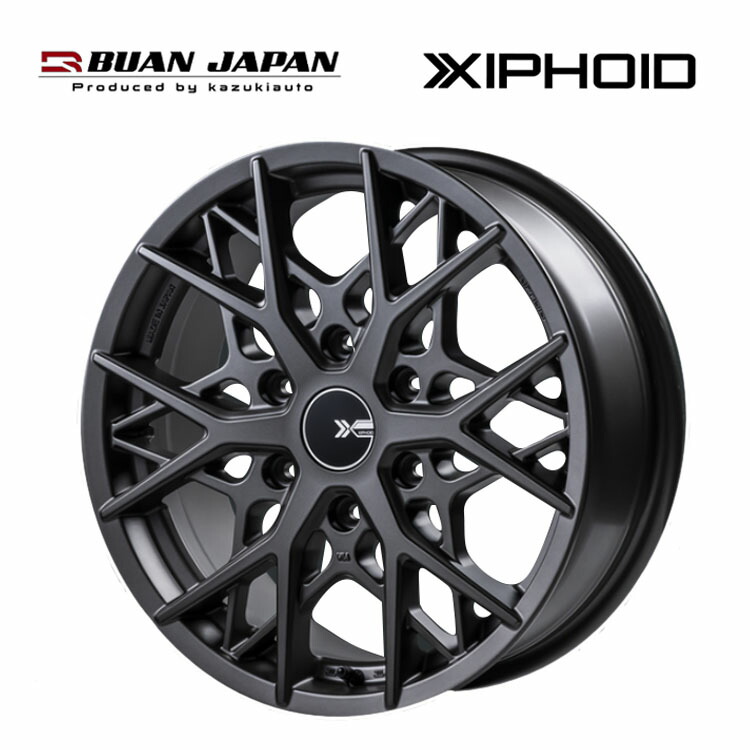 17インチ 6H139.7 6.5J 6.5J+38 6穴 ゼフォイド ホイール (1本/2本/4本) セミグロスガンメタ BUAN JAPAN XIPHOID 送料無料 BUAN JAPAN