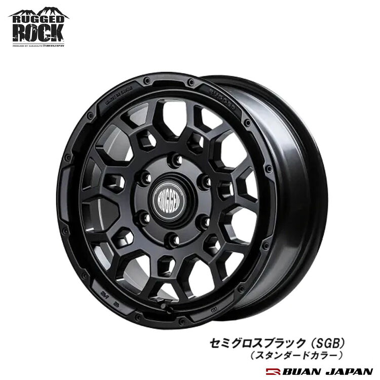 【お買い物マラソン 7/19(日)20:00~】16インチ 6H139.7 6.5J 6.5J+38 6穴 ラギッドロック ホイール (1本/2本/4本) セミグロスブラック BUAN JAPAN RUGGED ROCK 送料無料 舞杏|カーパーツ倉庫