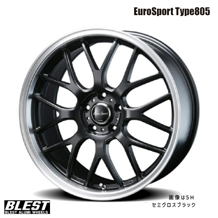 16インチ 4H100 5J 5J+45 4穴 ユーロスポーツ タイプ 805 ホイール (1本/2本/4本) セミグロスブラック BLEST Euro Sport Type805 (SGB) 送料無料 ブレスト