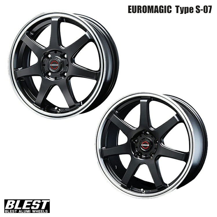 15インチ 4H100 5J 5J+45 4穴 ユーロマジック TYPE S-07 ホイール (1本/2本/4本) セミグロスブラック BLEST EUROMAGIC Type S-07 送料無料 ブレスト