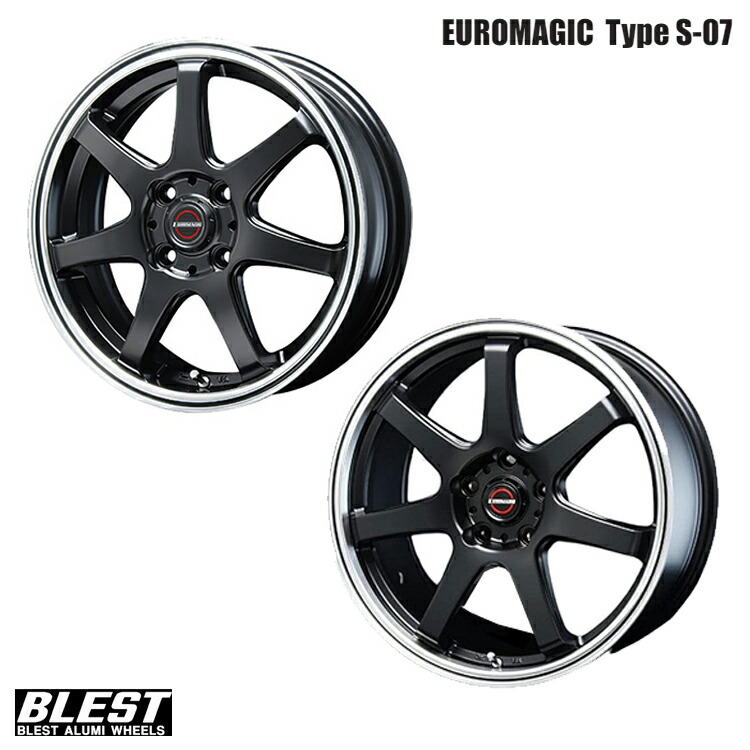 16インチ 5H114.3 6.5J 6.5J+48 5穴 ユーロマジック TYPE S-07 ホイール (1本/2本/4本) セミグロスブラック BLEST EUROMAGIC Type S-07 送料無料 ブレスト