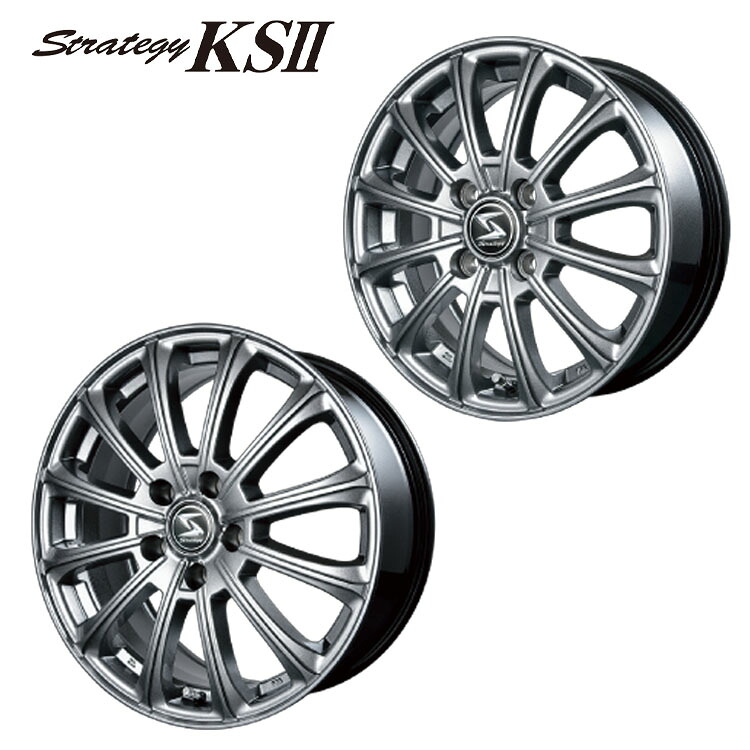 14インチ 4H100 4.5J 4.5J+45 4穴 ストラテジー KS2 ホイール (1本/2本/4本) ダークグレー BILLET STAR JAPAN Strategy KS2 送料無料 ビレットスタージャパン