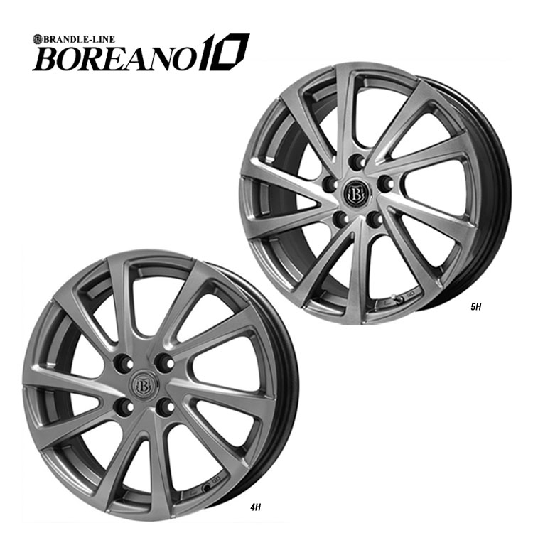 17インチ 5H100 7J 7J+48 5穴 ボレアノ10 ホイール (1本/2本/4本) メタリックグレー BRANDLE-LINE BOREANO10 送料無料 ブランドルライン