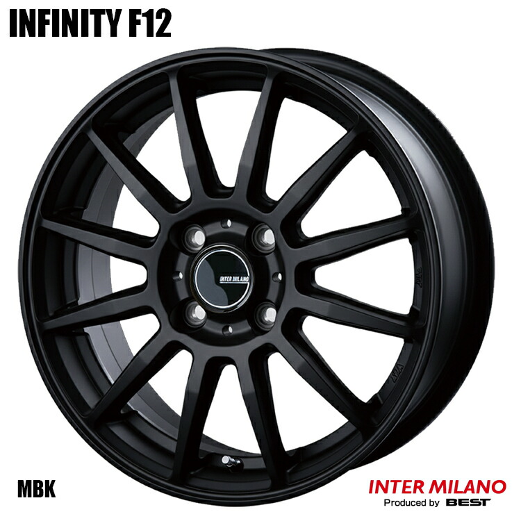 15インチ 4H100 5.5J 5.5J+43 4穴 インフィニティ F12 ホイール (1本/2本/4本) マットブラック BEST INFINITY F12 送料無料 ベスト